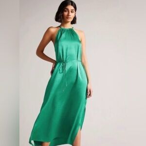 Ted Baker London Roxieyy Holiday Midi Sun Dress Gorgeous Emerald Green Silky S